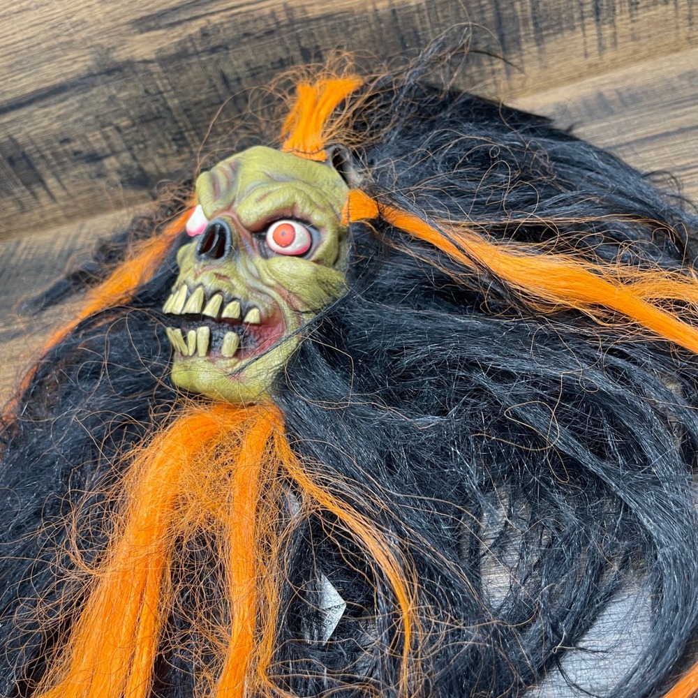Paper Magic Group 2006 Halloween Shrunken Head Mask Voodoo Horror Black Orange